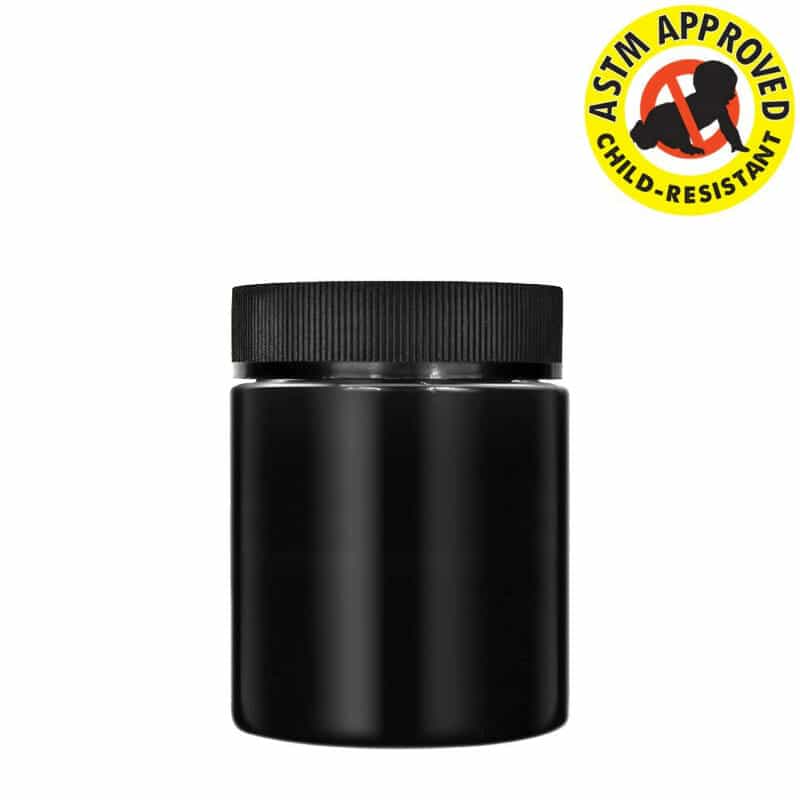 Generic Label 4oz Child Resistant Flush Cap Glass Jars - Glossy Black