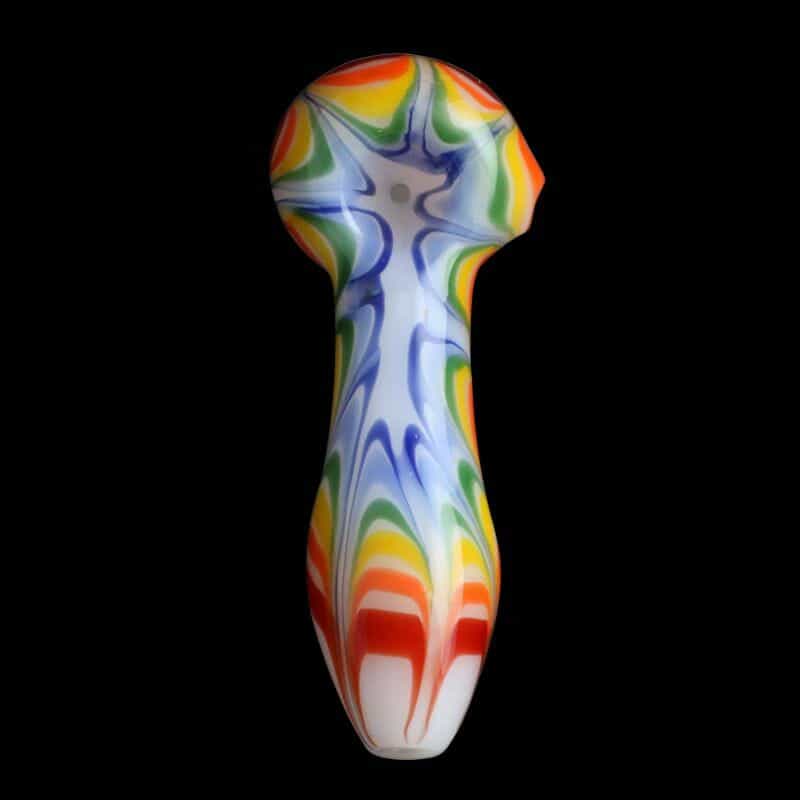 Chameleon Glass Rainbow Splat Glass Pipe - Rainbow / White
