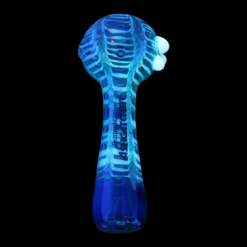 Chameleon Glass Ash Catcher w / Pattern Glass Water Pipe -Glow in the Dark