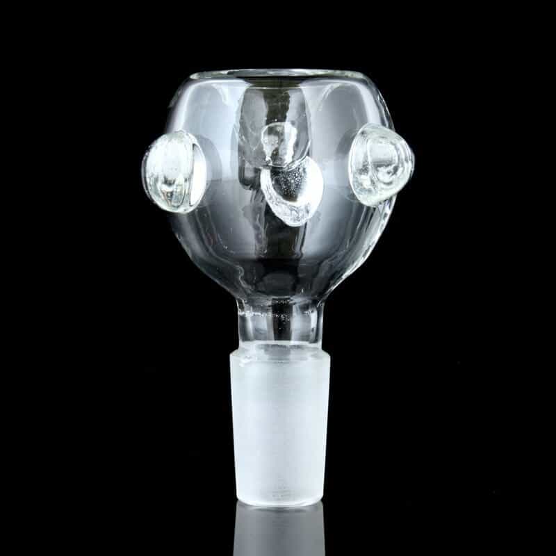 Glassheads Glass Stem w/ Clear Bowl & Clear Marbles - 18mm Male / 3