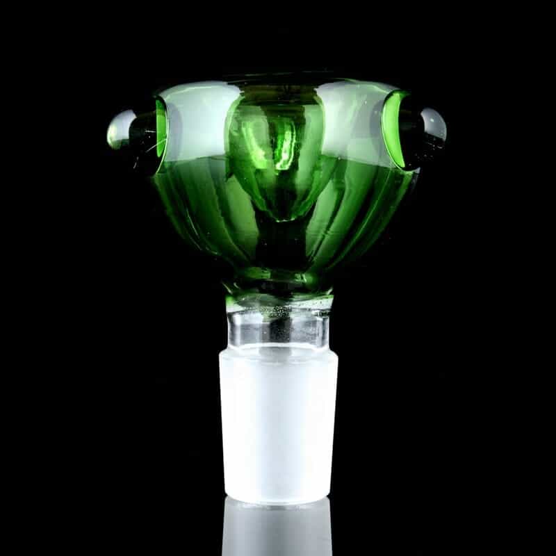 Glassheads Glass Stem w/ Green Bowl w/ Clear Marble Accents - 14mm Male