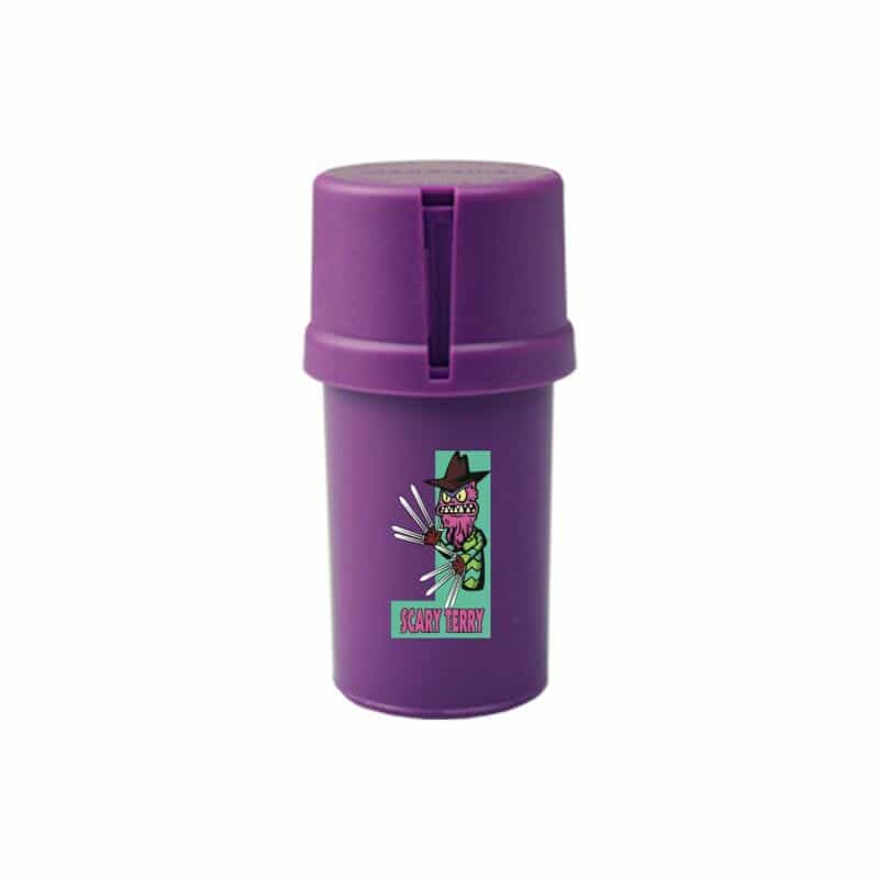 The Medtainer Storage w/ Grinder Scary Terry / Purple - 20 Dram / Front