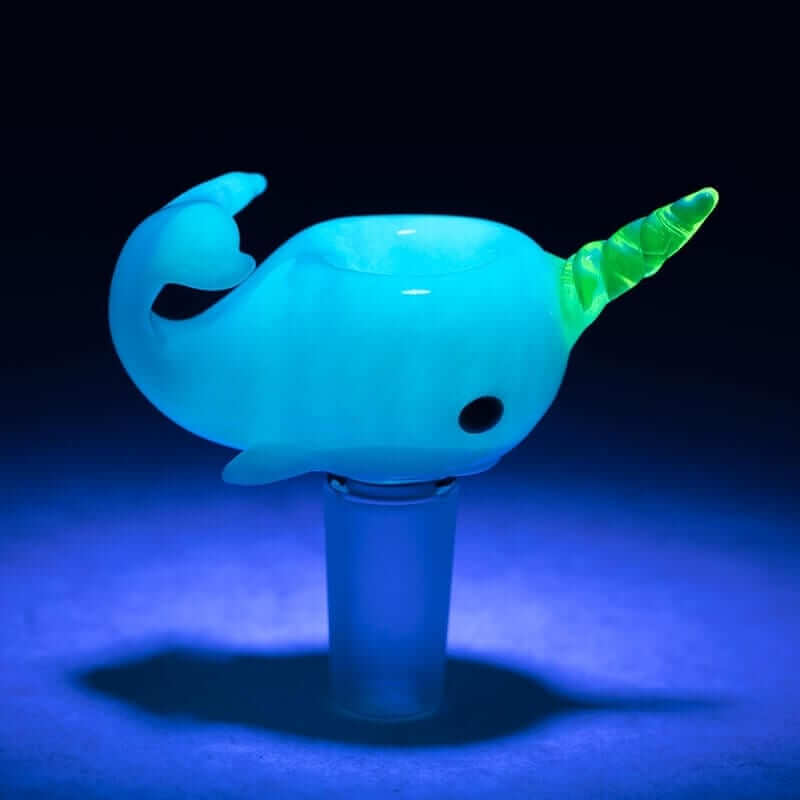 Empire Glassworks Radioactive Narwhal Glass Bowl w/ Tooth Dabber - 14mm
