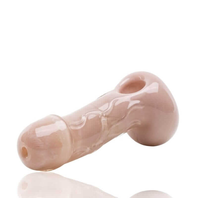Empire Glassworks Small Taupe "Penis Pipe" Phallus Hand Pipe