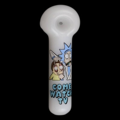 Chameleon Glass "Come Watch TV" Glass Pipe - Rick and Morty