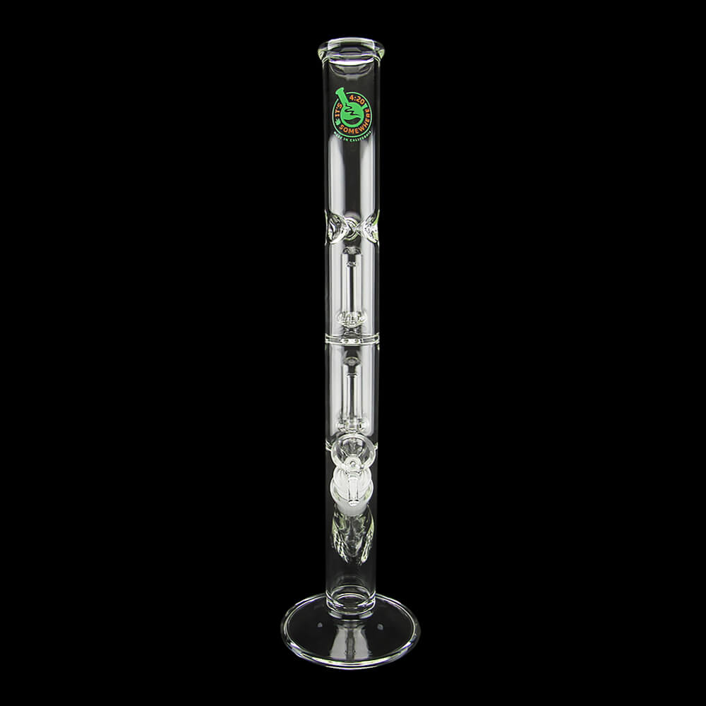 16" Double Showerhead Perc Straight Tube Water Pipe - 07