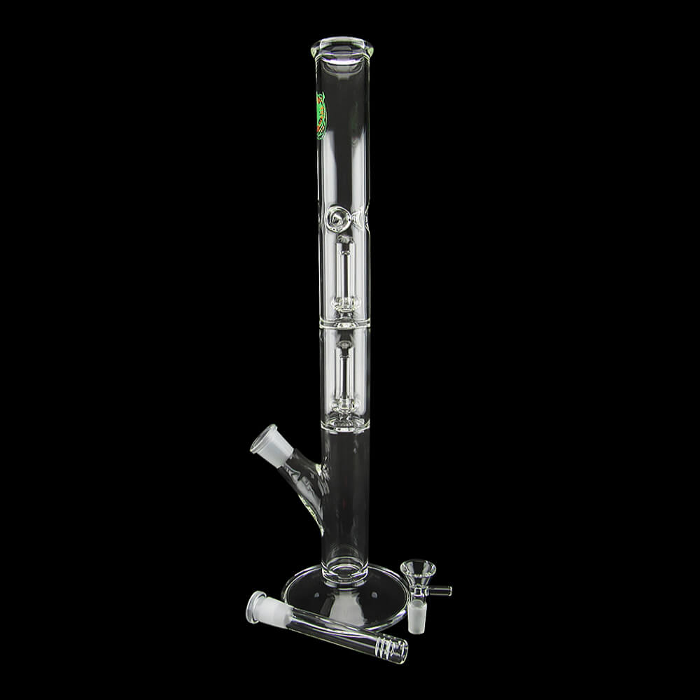16" Double Showerhead Perc Straight Tube Water Pipe - 09
