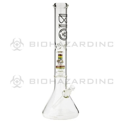 Bio Hazard 17" Mini-Pipe Showerhead Perc Beaker Water Pipe - Rasta