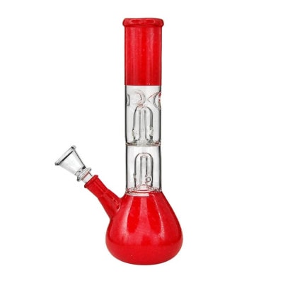 Straight Neck Double Chamber Dome Perc Beaker Water Pipe - 01