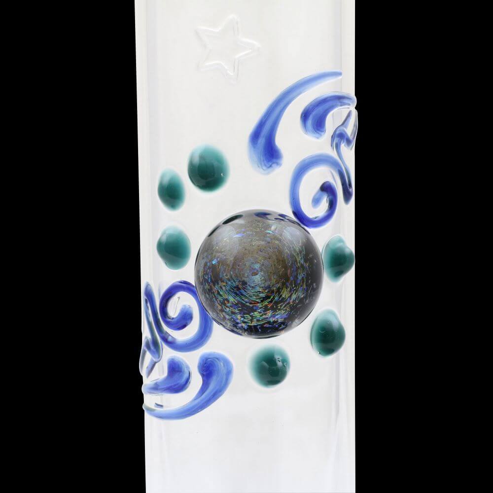 Chameleon Glass 12" Cosmic Series Wrap & Rake Water Pipe - Blue 02