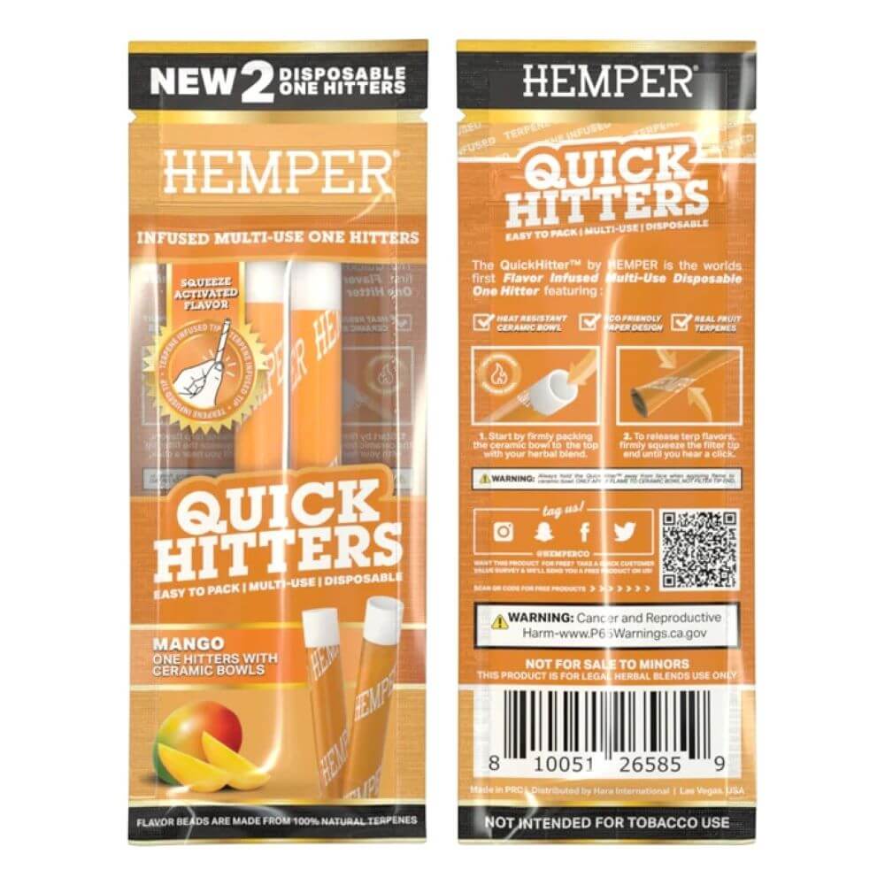 Hemper Quick Hitters - Multi-use Disposable One Hitter - Mango - 09