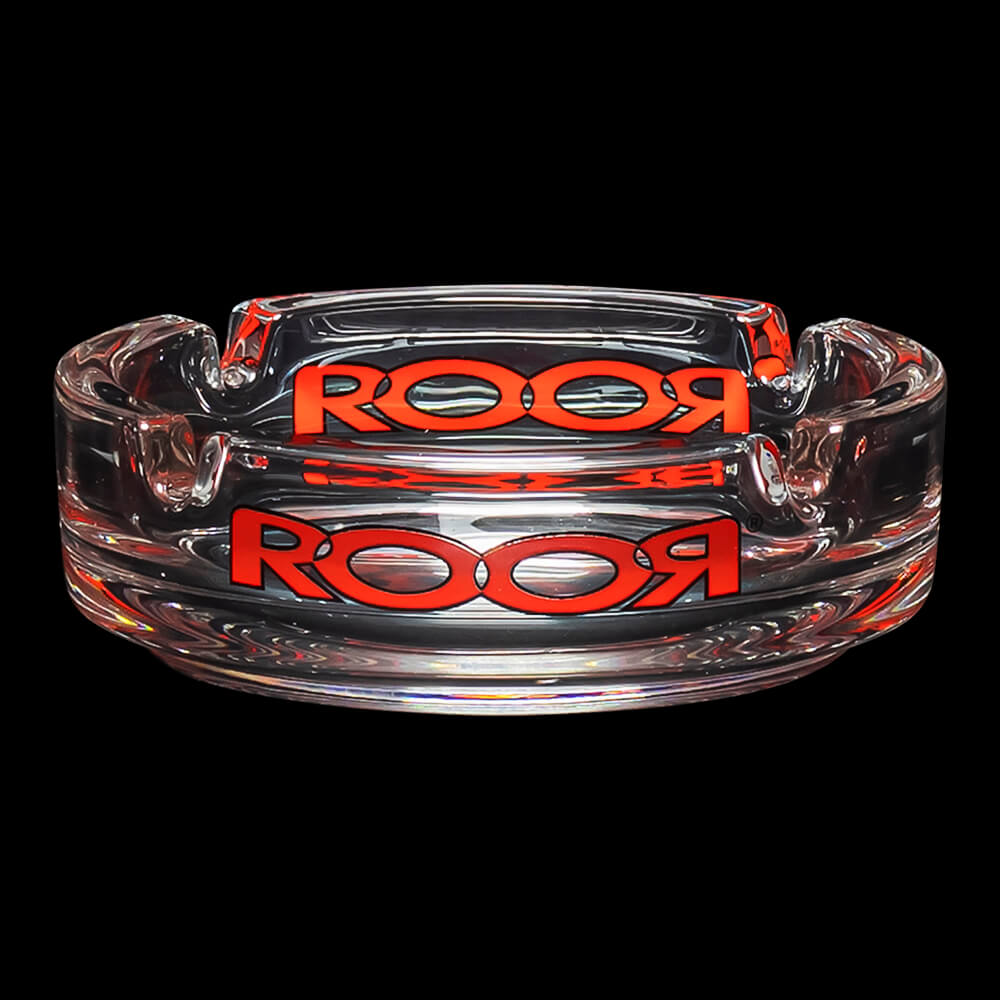ROOR Collector Clear Glass Ashtray - Red Logo