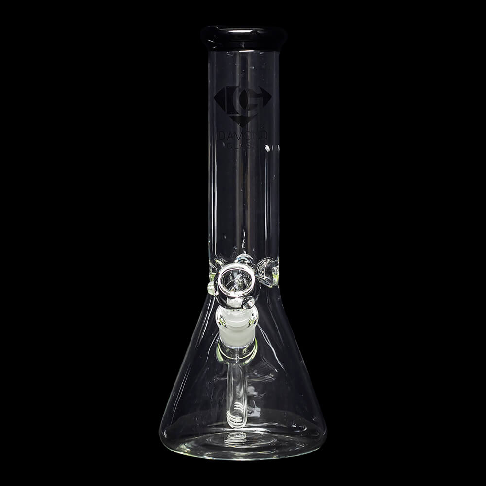 Diamond Glass Accent 12" Beaker Water Pipe - Black - 01