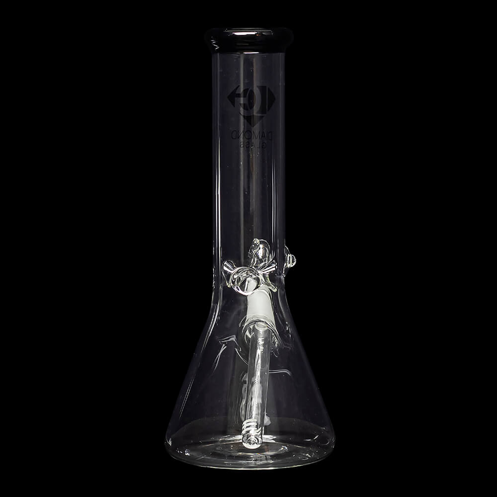 Diamond Glass Accent 12" Beaker Water Pipe - Black - 04