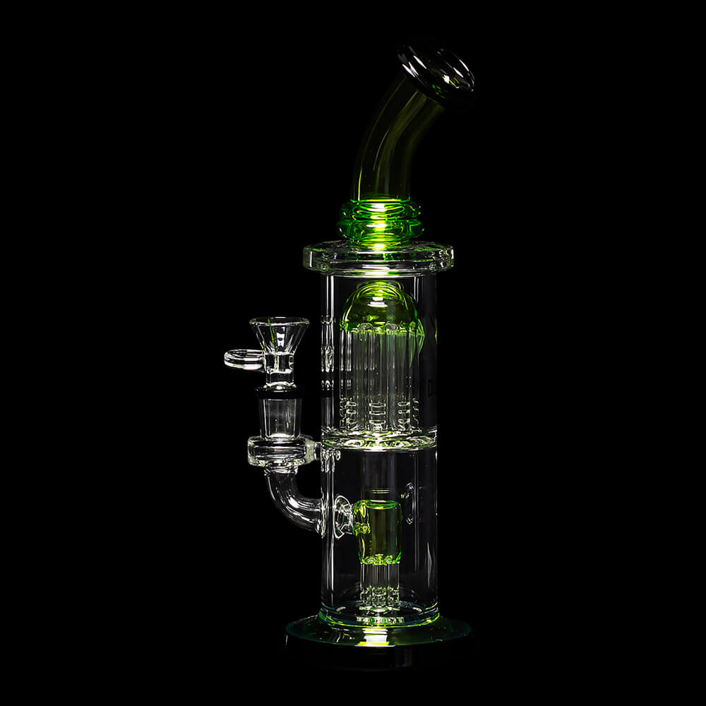 Diamond Glass Diow Duex Water Pipe - Black/Bright Green - 04