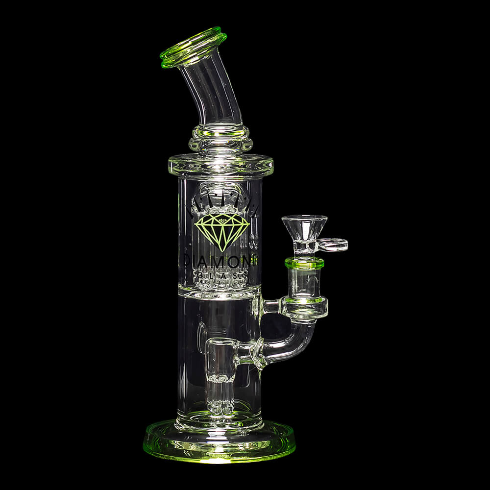 Diamond Glass Diow Water Pipe - Bright Green - 01