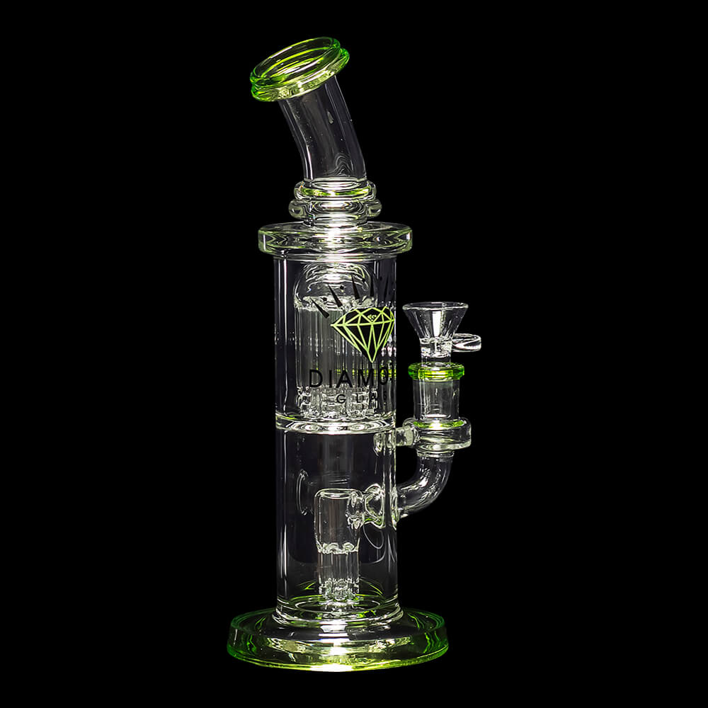 Diamond Glass Diow Water Pipe - Bright Green - 05