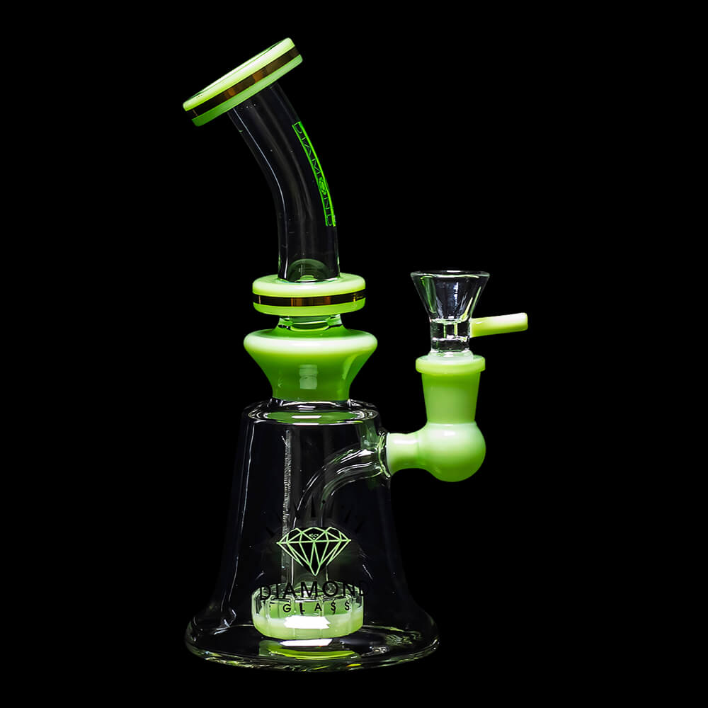 Diamond Glass Gold Ring Water Pipe - Slime Green - 01