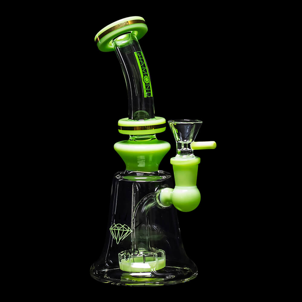 Diamond Glass Gold Ring Water Pipe - Slime Green - 02