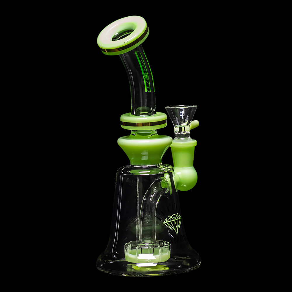 Diamond Glass Gold Ring Water Pipe - Slime Green - 04