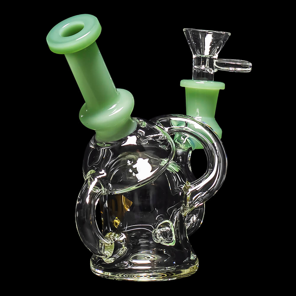 Diamond Glass Microscope Recycler Water Pipe - Mint Green - 03