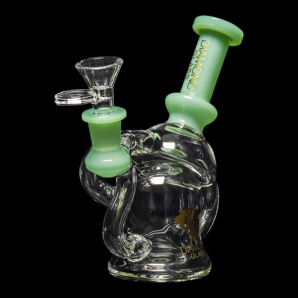 Diamond Glass Microscope Recycler Water Pipe - Mint Green - 05