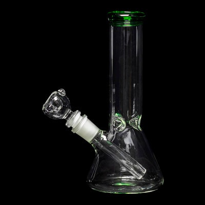 Diamond Glass Suger 8" Mini Beaker Water Pipe - Green - 01