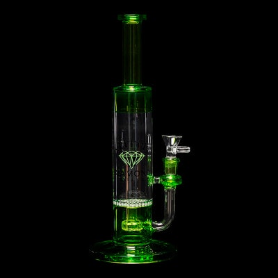 Diamond Glass Wino Water Pipe - Bright Green - 01