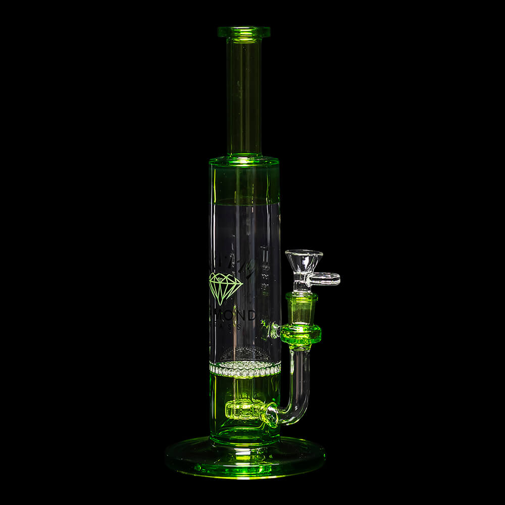 Diamond Glass Wino Water Pipe - Bright Green - 02