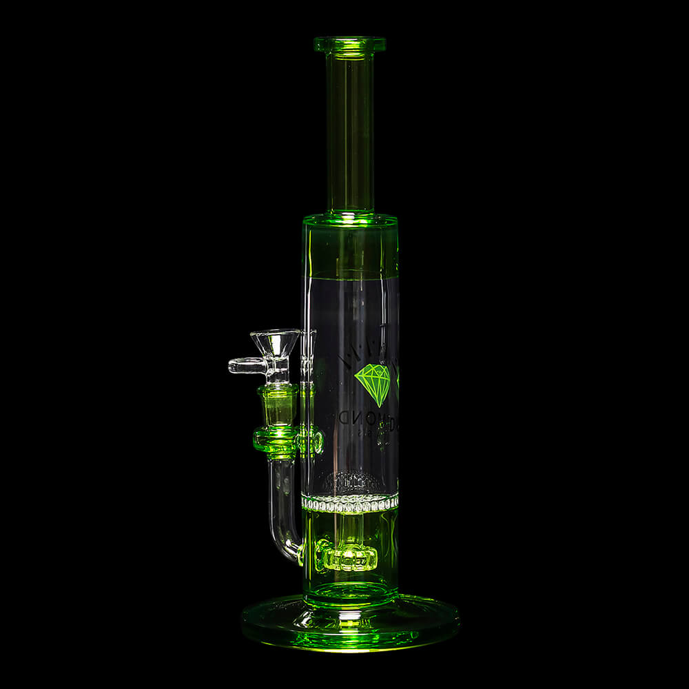 Diamond Glass Wino Water Pipe - Bright Green - 04
