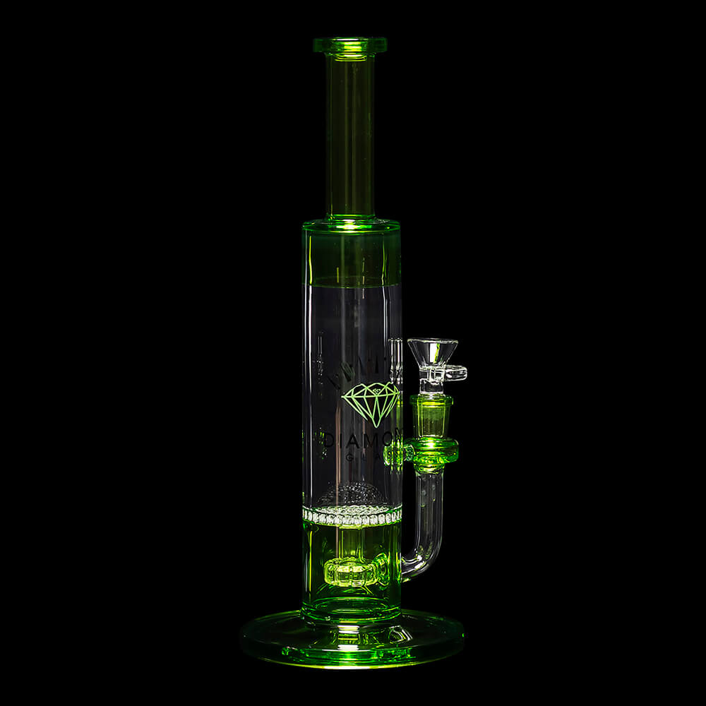 Diamond Glass Wino Water Pipe - Bright Green - 05
