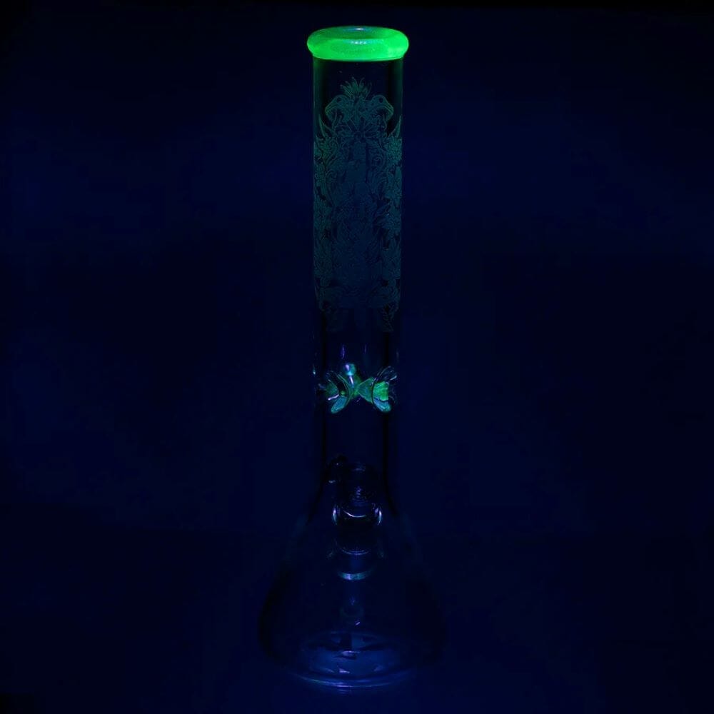 Empire Glassworks 15″ Frosty Floral Beaker – Illuminati - 01