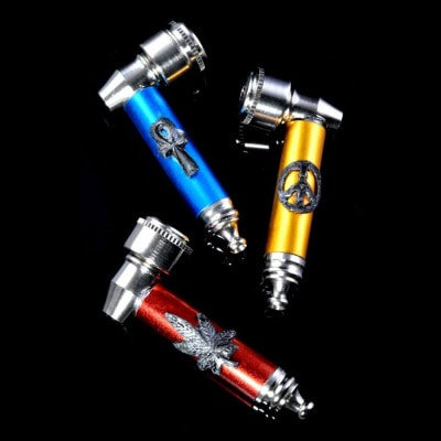 Colorful Sleeve Design Metal Hand Pipe with Cap - 01