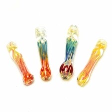 4:20 Generic Label 3" Swirl & Gold Fumed Chillums - Assorted Colors