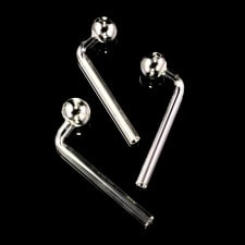 Clear Glass L Shaped Oil Burner Hand Pipe (1pc) - Made in USA