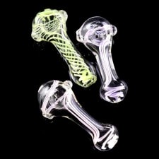 Clear Neon Striped Glass Hand Pipe
