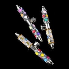Colorful Bedazzled Double Mouth Metal Pipe with Cap