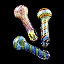 Small Color Changing Gold Fumed Striped Glass Hand Pipe