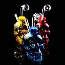 Thick Colored Glass Skull Oil Burner Rig - Made in USA